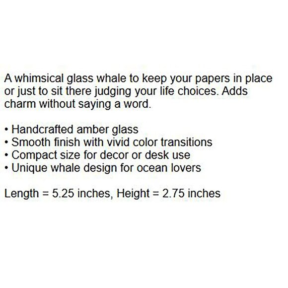 Hand Blown VTG Pilgrim Amber Art Glass Whale Figurine Paperweight Sea Shelf Sitt - Picture 6 of 6